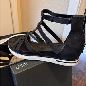 Eileen Fisher Midnight Strappy Sandals